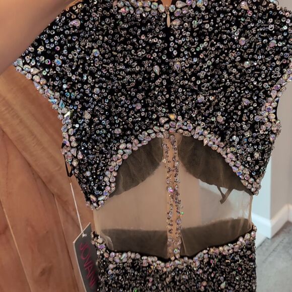 NWT Jovani Sleeveless Short Dress 98044, black/silver - Picture 6 of 11